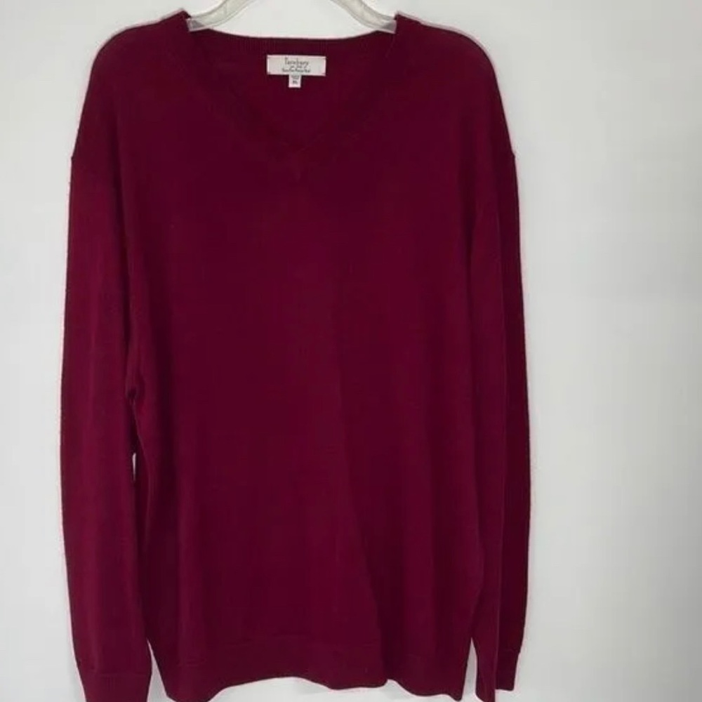 Turnbury Extra Fine Merino Wool V-Neck Sweater Men’s XL Soft Burgundy Warm EUC